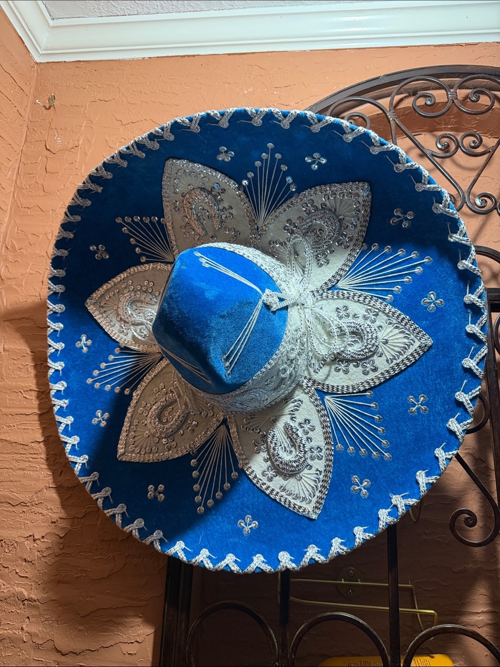 Blue Embroidered Mexican Sombrero - Festive Party Hat